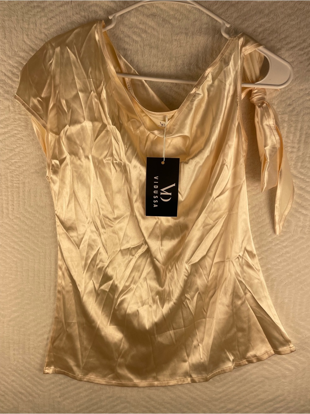 Satin Like Tie-Shoulder Cami in Champagne